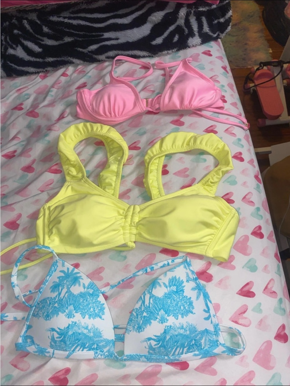 3-Pack Swim Bikini Tops - Pink, Yellow & Blue Tropical